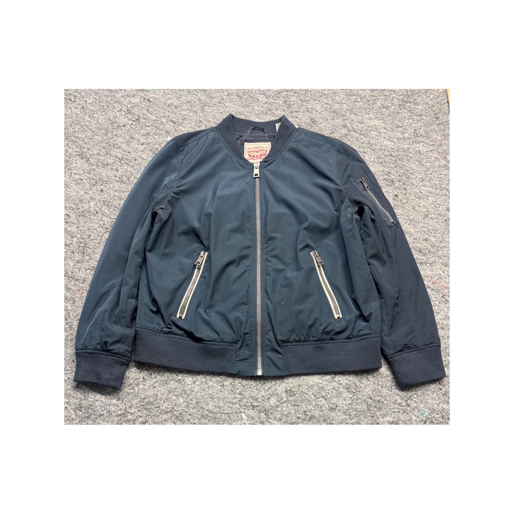 Levis Strauss Mens XXL Bomber Jacket Navy Blue Full Zip Flight Jacket Utility